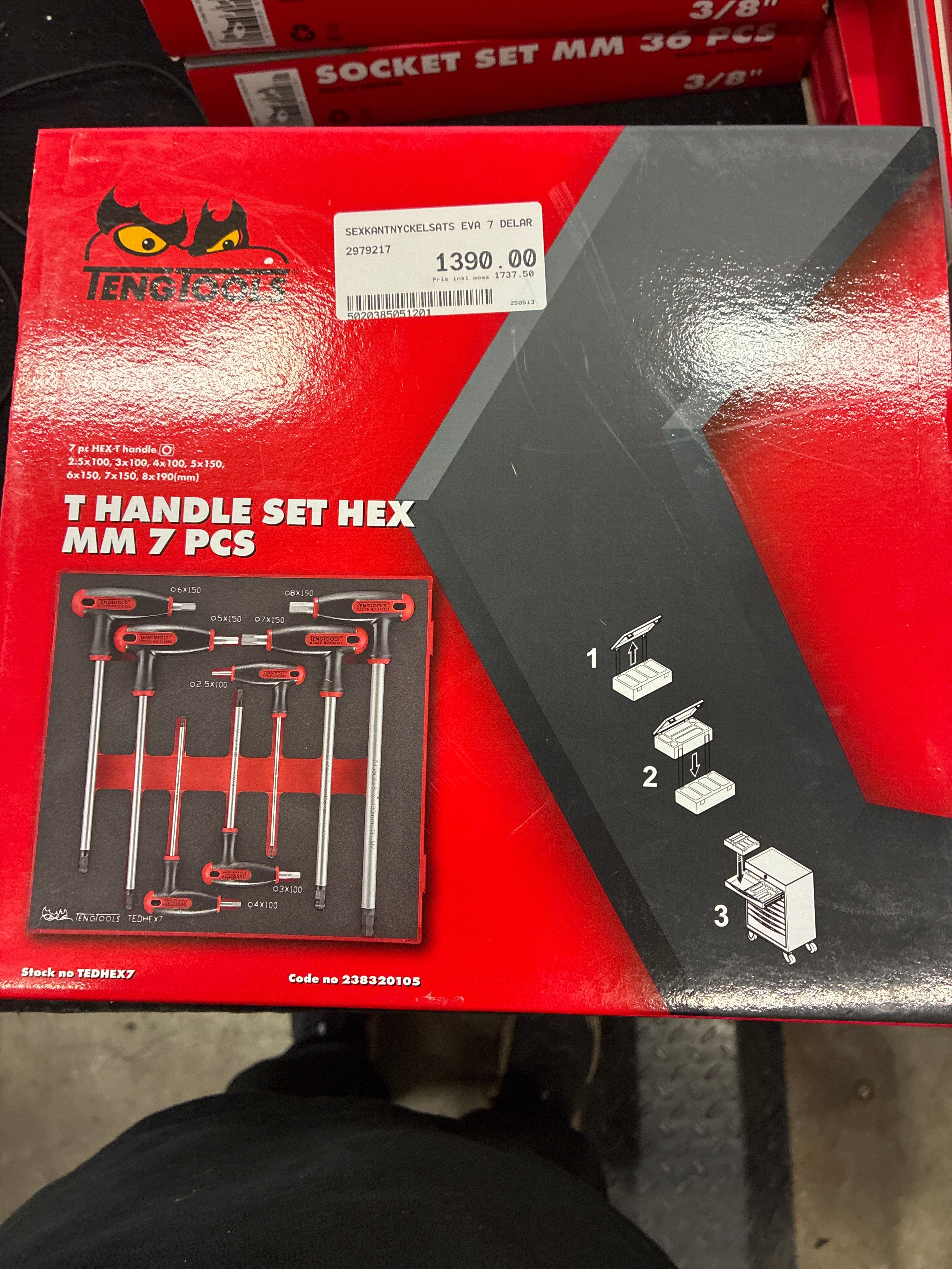 T-handle set hex mm 7 pcs