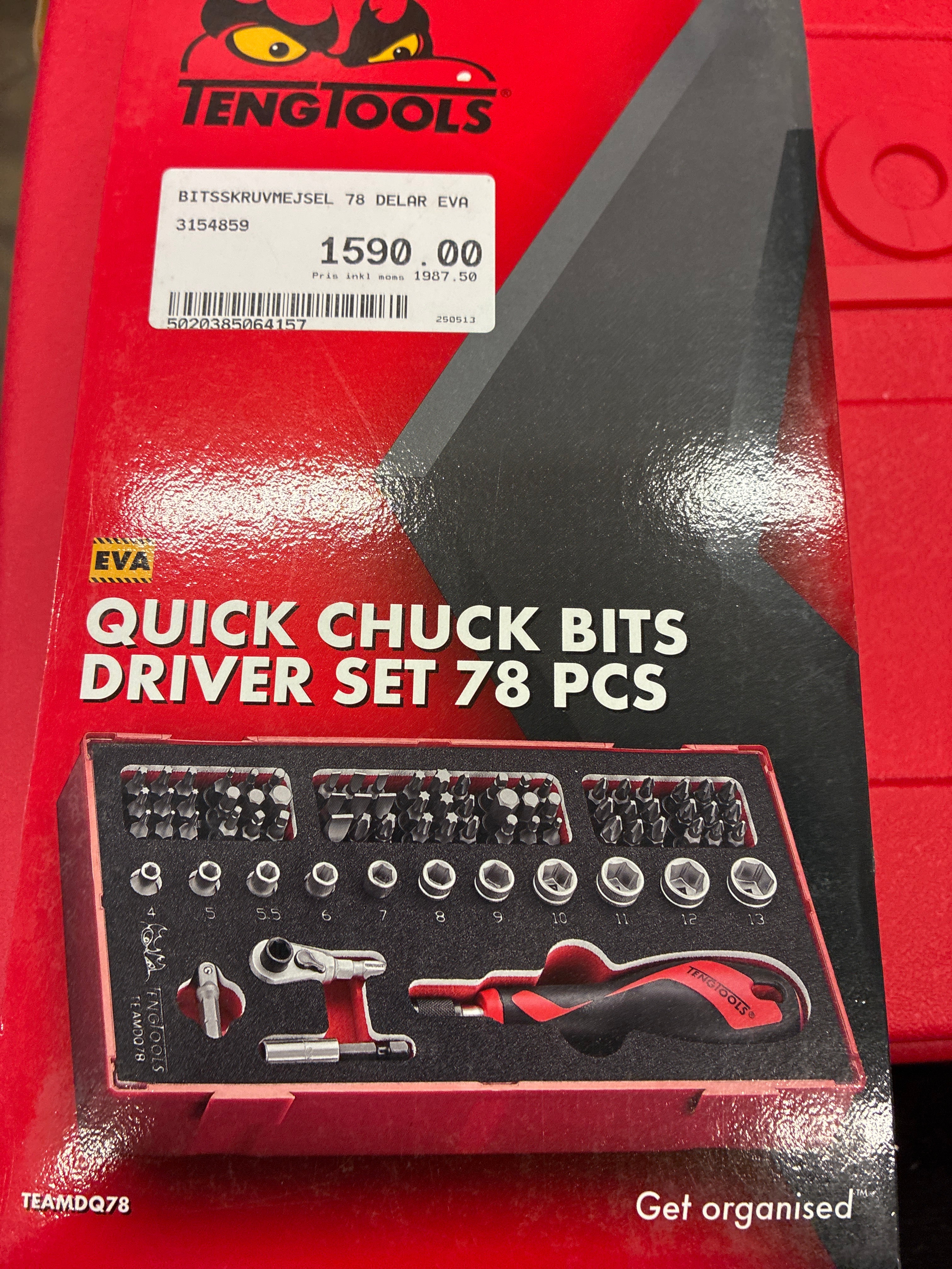 snabbchuck-bitsmejselsats, 78 delar.