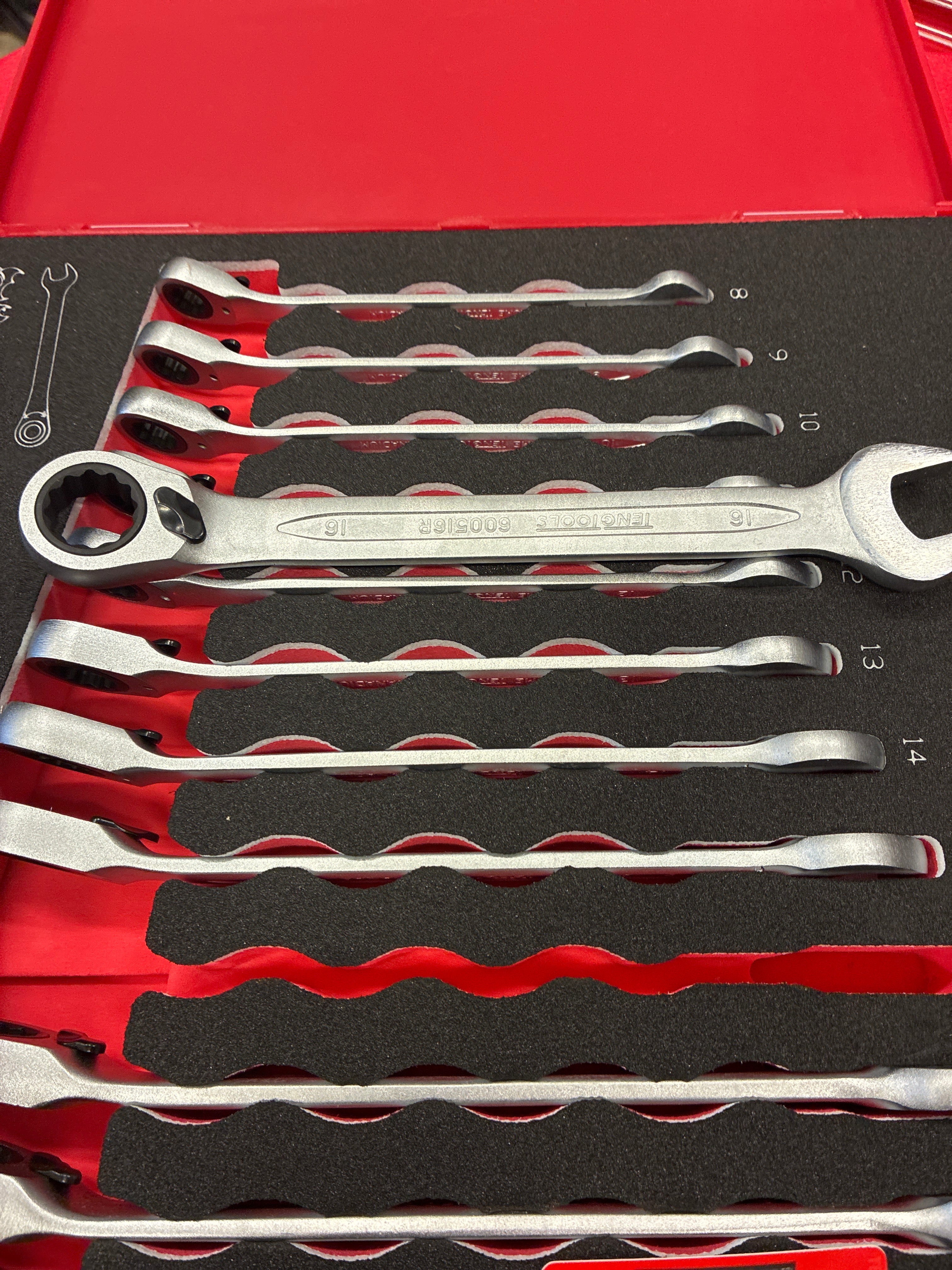 spärrande kombinationsnyckelsats, 12 delar.